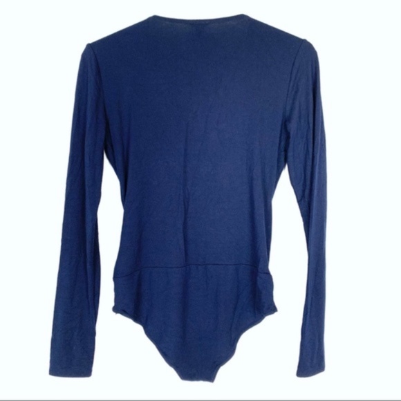 J. Crew Wrap Bodysuit navy blue long sleeve small - Picture 2 of 5